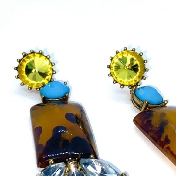Multicolor Rhinestone Gem Dangle Earrings - Picture 3 of 4